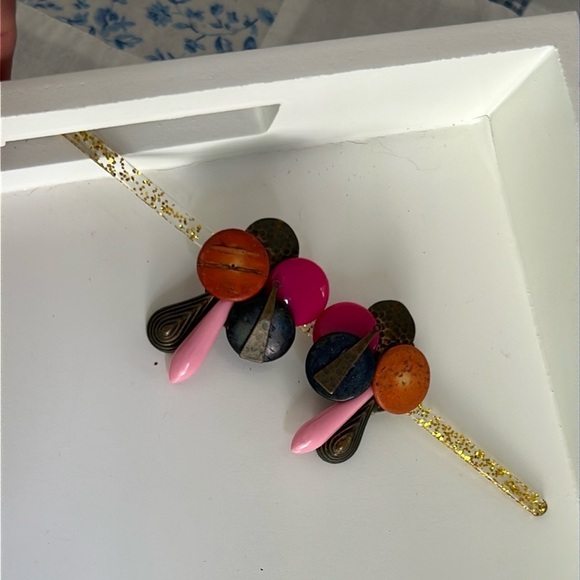 Pink and Orange Statement Earrings - Picture 2 of 6